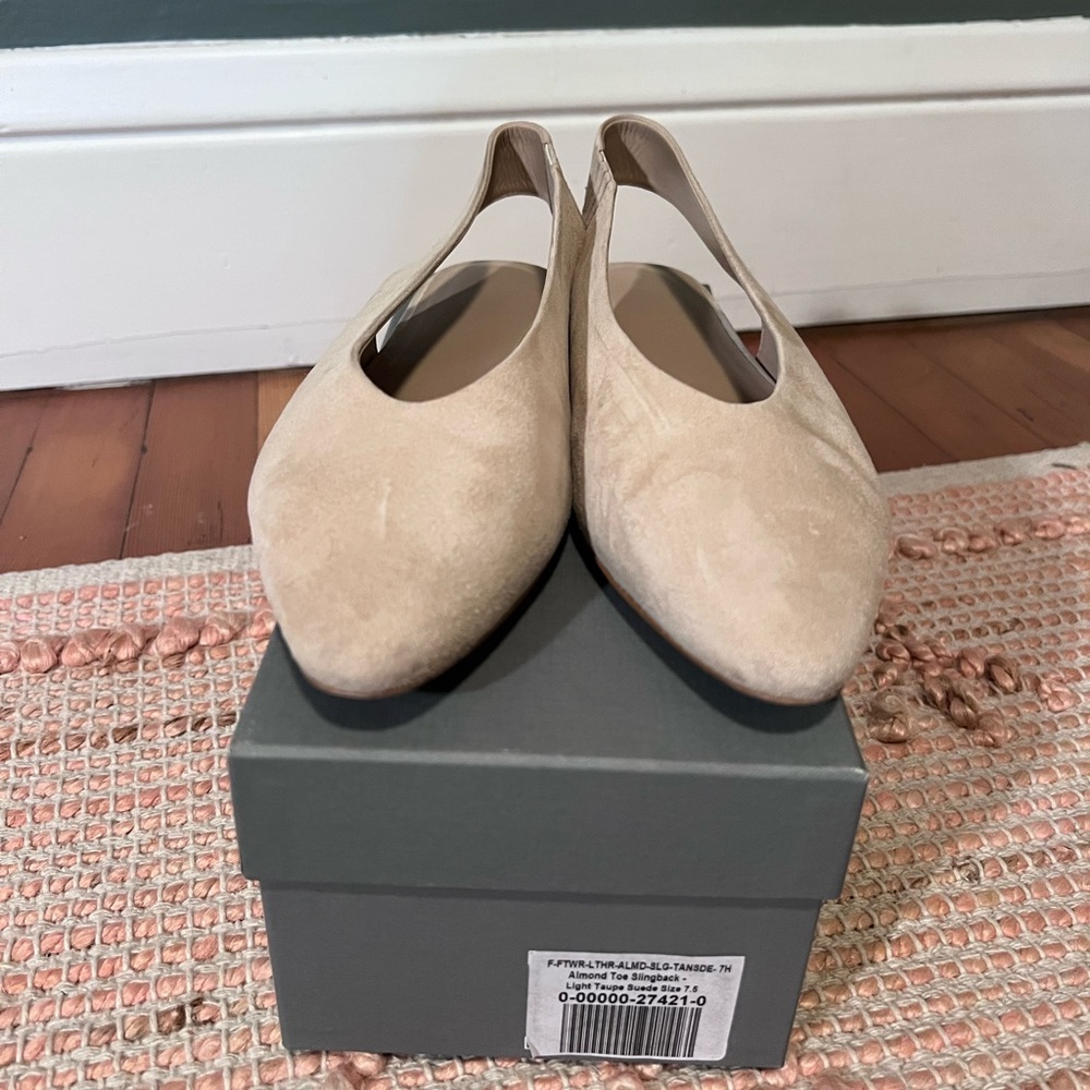 Everlane Almond Toe Slingback - Light Taupe Suede - 7.5